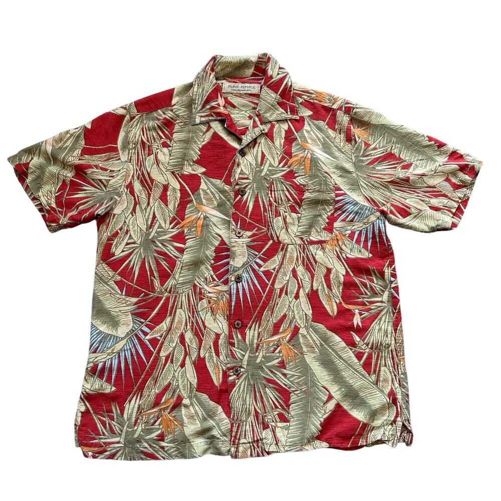 Island Republic Silk Aloha Hawaiian Tropical Men's Shirt  Size Medium
